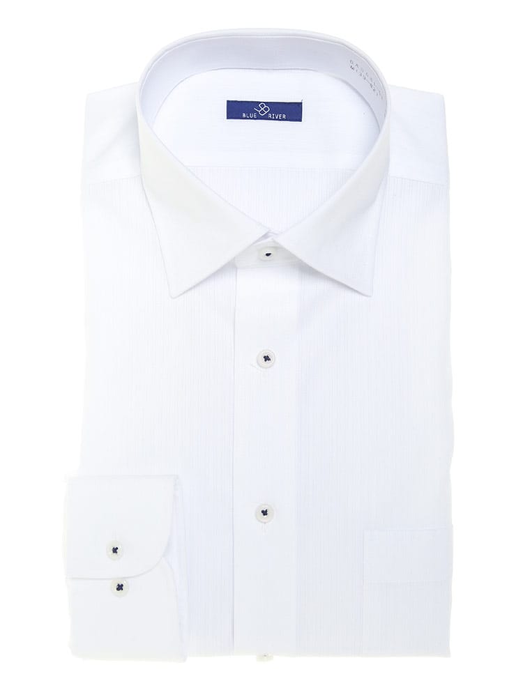 BLUE RIVER (ブルーリバー) 超形態安定 ワイドカラー 長袖 ワイシャツ カッターシャツ 【ベーシックタイプ】