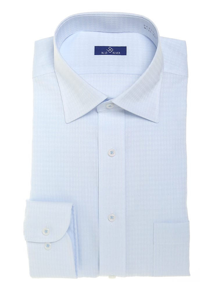 BLUE RIVER (ブルーリバー) 超形態安定 ワイドカラー 長袖 ワイシャツ カッターシャツ 【ベーシックタイプ】