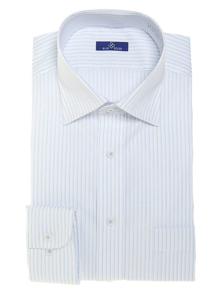 BLUE RIVER (ブルーリバー) 超形態安定 ワイドカラー 長袖 ワイシャツ カッターシャツ 【ベーシックタイプ】