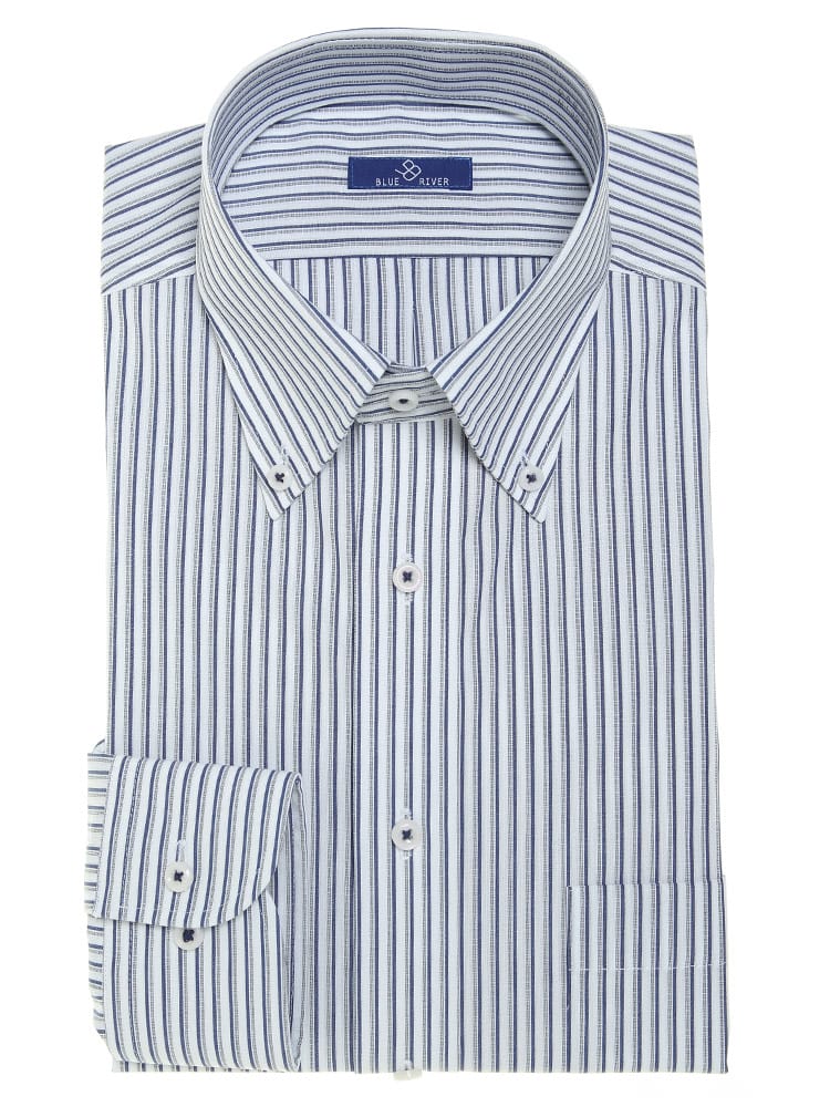 BLUE RIVER (ブルーリバー) 超形態安定 ボタンダウン 長袖 ワイシャツ カッターシャツ 【ベーシックタイプ】