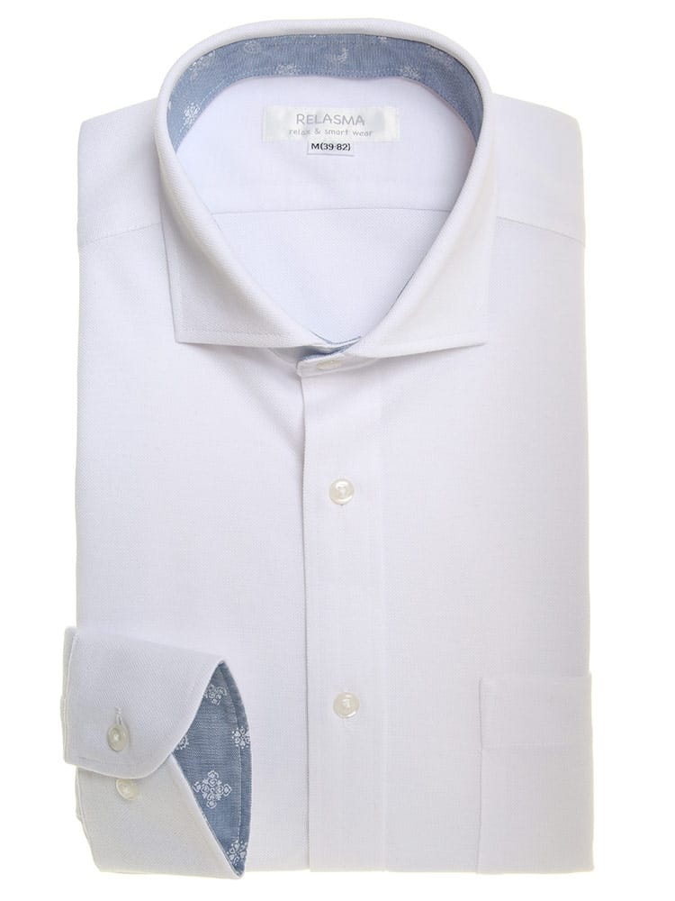 SAKAZEN (サカゼン) 抗菌加工 スパーノ ニット ホリゾンタルカラー 長袖 ワイシャツ カッターシャツ SLIMBODY