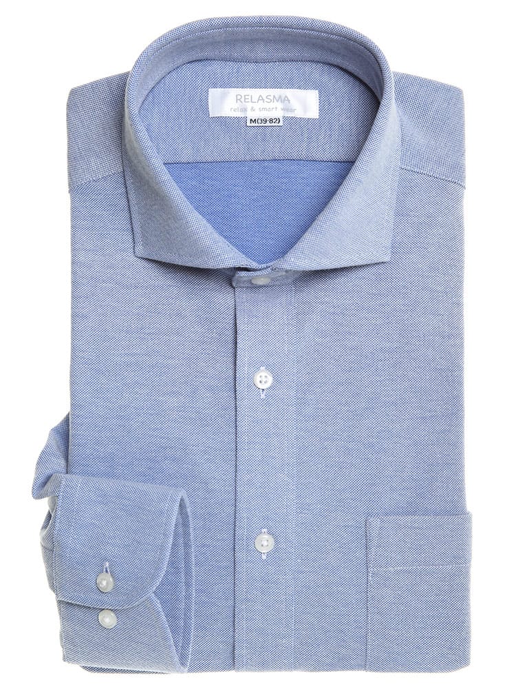 SAKAZEN (サカゼン) 抗菌加工 スパーノ ニット ホリゾンタルカラー 長袖 ワイシャツ カッターシャツ SLIMBODY