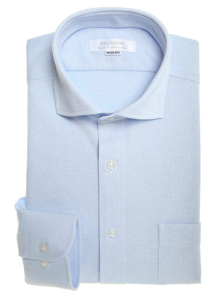 SAKAZEN (サカゼン) 抗菌加工 スパーノ ニット ホリゾンタルカラー 長袖 ワイシャツ カッターシャツ SLIMBODY