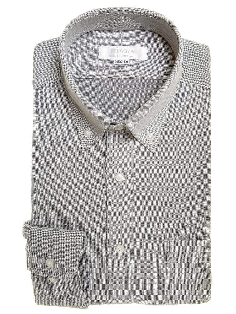 SAKAZEN (サカゼン) 抗菌加工 スパーノ ニット ボタンダウン 長袖 ワイシャツ カッターシャツ SLIMBODY