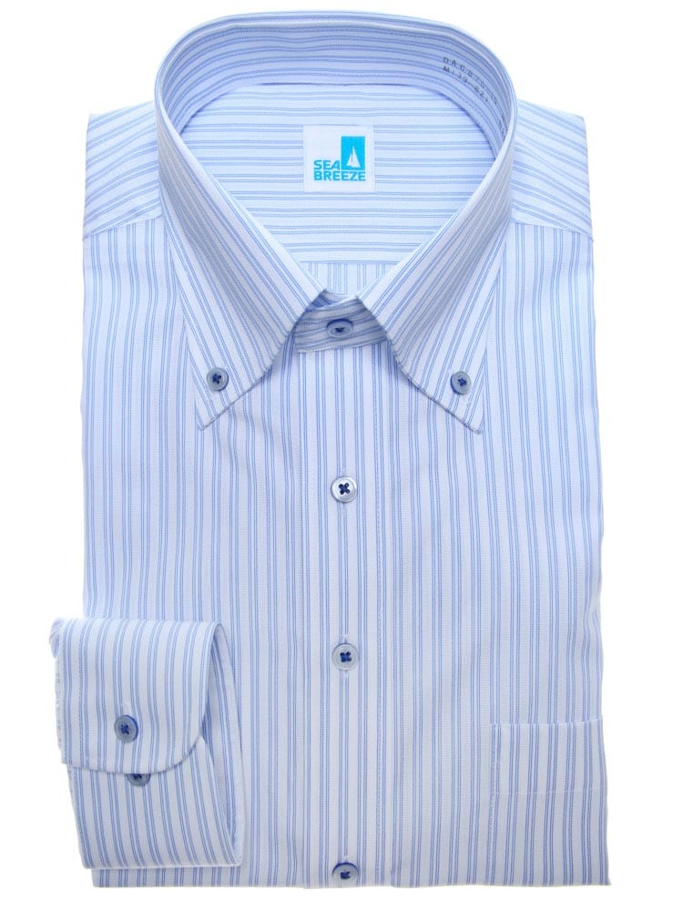 SEA BREEZE シーブリーズ 接触冷感 抗菌防臭 形態安定 ボタンダウン 長袖 ワイシャツ カッターシャツ BASICBODY