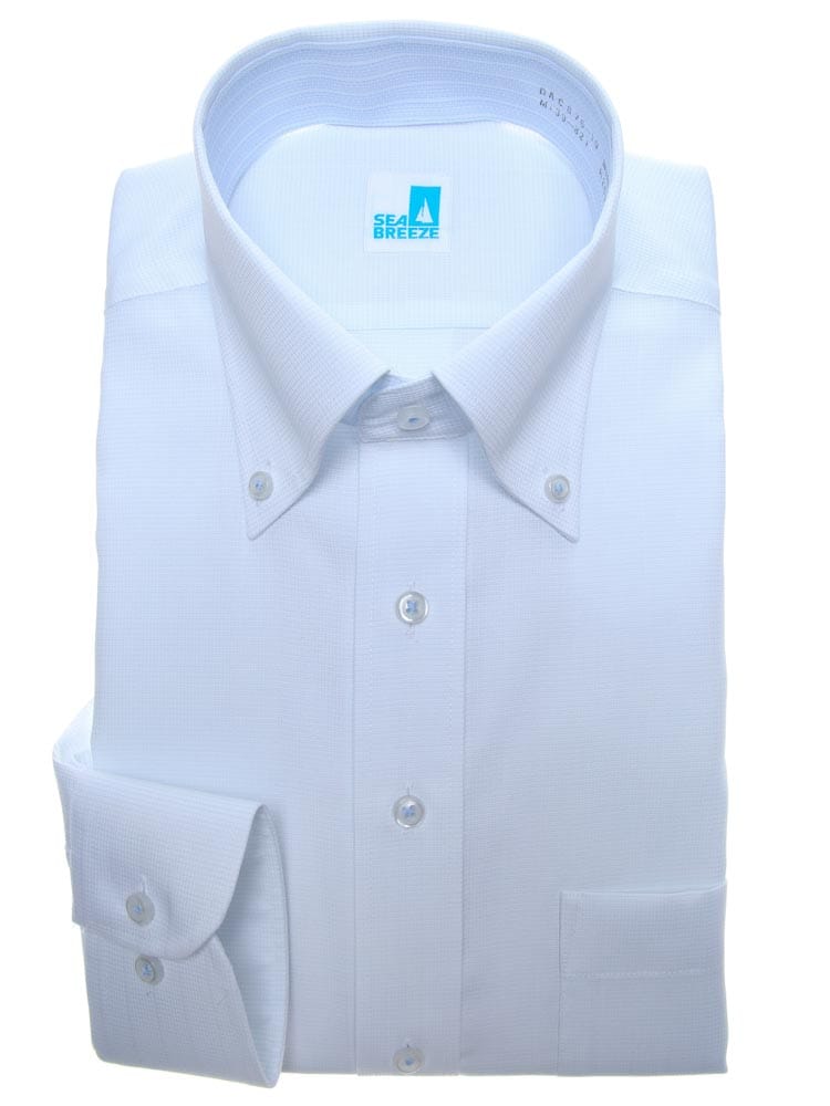 SEA BREEZE シーブリーズ 接触冷感 抗菌防臭 形態安定 ボタンダウン 長袖 ワイシャツ カッターシャツ BASICBODY