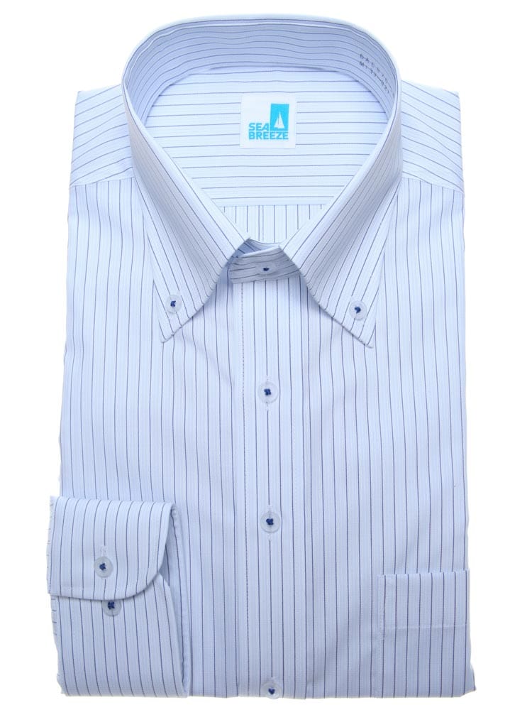 SEA BREEZE シーブリーズ 接触冷感 抗菌防臭 形態安定 ボタンダウン 長袖 ワイシャツ カッターシャツ BASICBODY