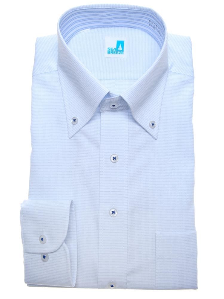 SEA BREEZE シーブリーズ 接触冷感 抗菌防臭 形態安定 ボタンダウン 長袖 ワイシャツ カッターシャツ BASICBODY