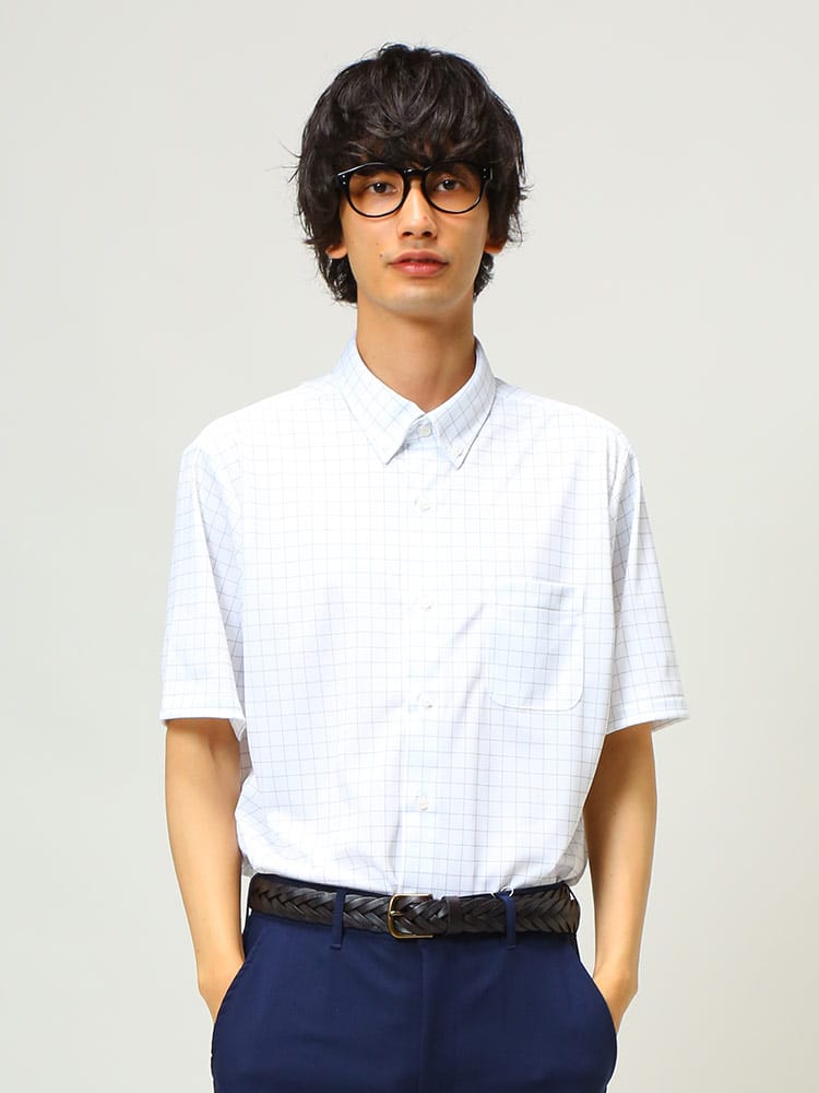 FLEX SHIRTS (フレックスシャツ) 吸汗速乾 鹿の子 デジタルプリント ボタンダウン 半袖 シャツ