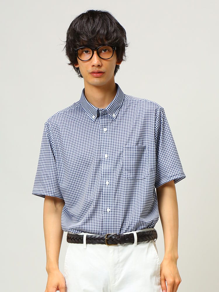 FLEX SHIRTS (フレックスシャツ) 吸汗速乾 鹿の子 デジタルプリント ボタンダウン 半袖 シャツ