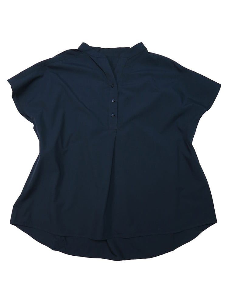 SAKAZEN (サカゼン) ひんやりタッチ 吸湿 バンドカラー 半袖 プルオーバー