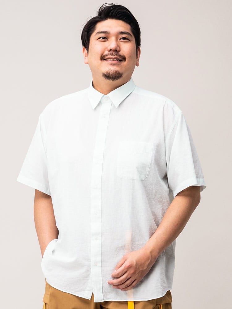 大きいサイズ メンズ B＆T CLUB (ビーアンドティークラブ) VOILE CREPE 綿100％ レギュラーカラー 半袖 シャツ 通気性 涼しい ビジカジ オフィス