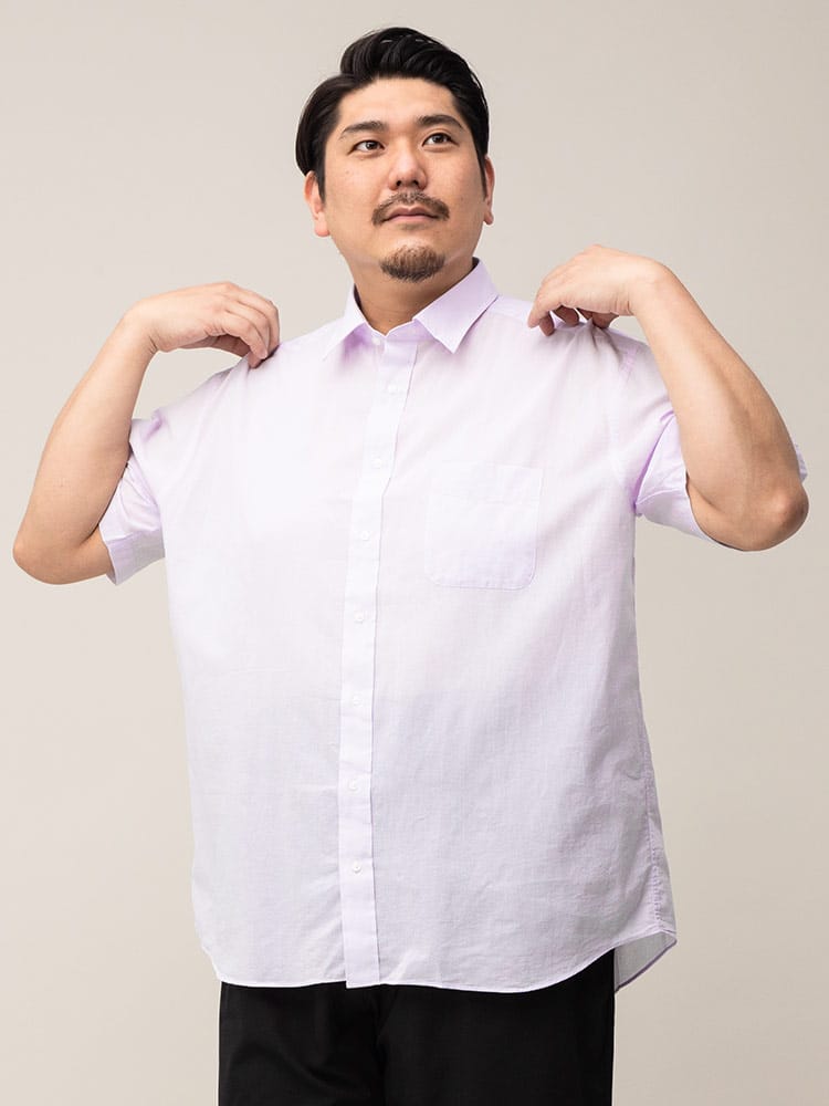 大きいサイズ メンズ B＆T CLUB (ビーアンドティークラブ) VOILE CREPE 綿100％ レギュラーカラー 半袖 シャツ 通気性 涼しい ビジカジ オフィス