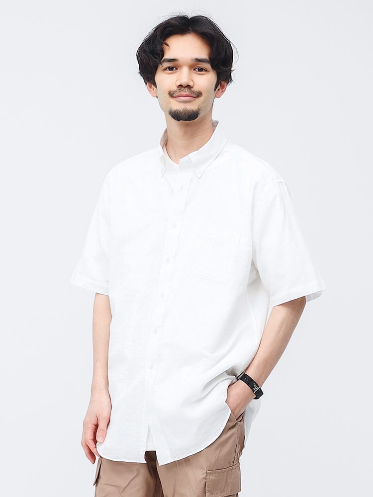 CREW (クルー) 綿100％ ボタンダウン 半袖 シャツ