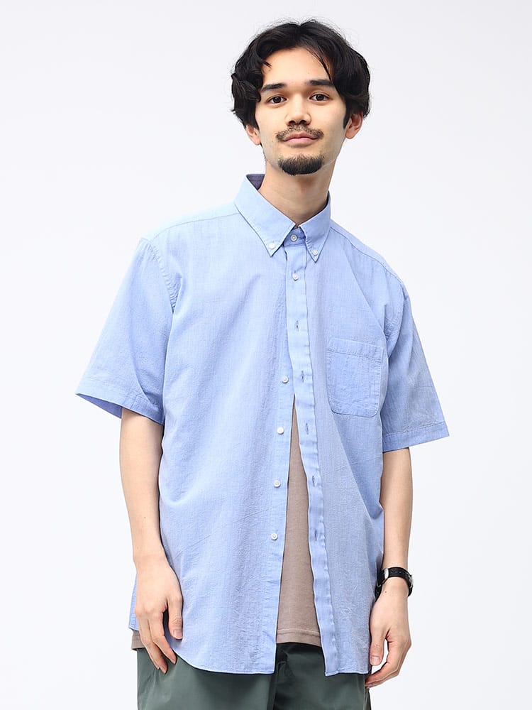 CREW (クルー) 綿100％ ボタンダウン 半袖 シャツ