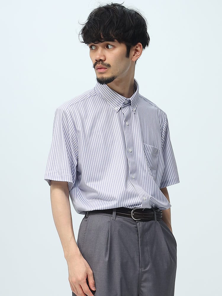 FLEX SHIRTS (フレックスシャツ) 鹿の子 吸汗速乾 デジタルプリント ボタンダウン 半袖 シャツ