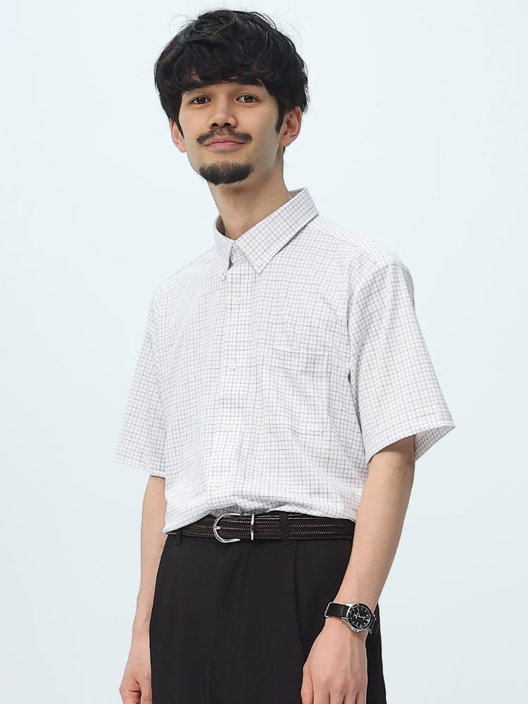 FLEX SHIRTS (フレックスシャツ) 鹿の子 吸汗速乾 デジタルプリント ボタンダウン 半袖 シャツ