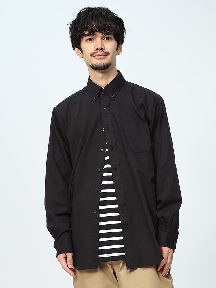 CREW (クルー) ナチュラルストレッチ ツイル ボタンダウン 長袖 シャツ