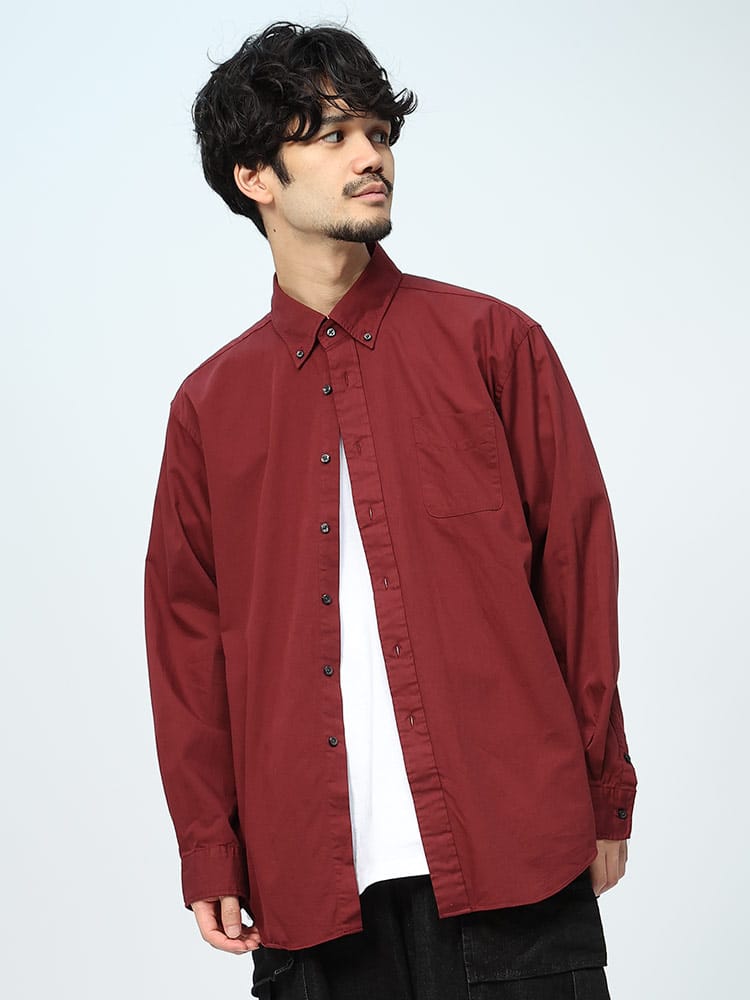 CREW (クルー) ナチュラルストレッチ ツイル ボタンダウン 長袖 シャツ