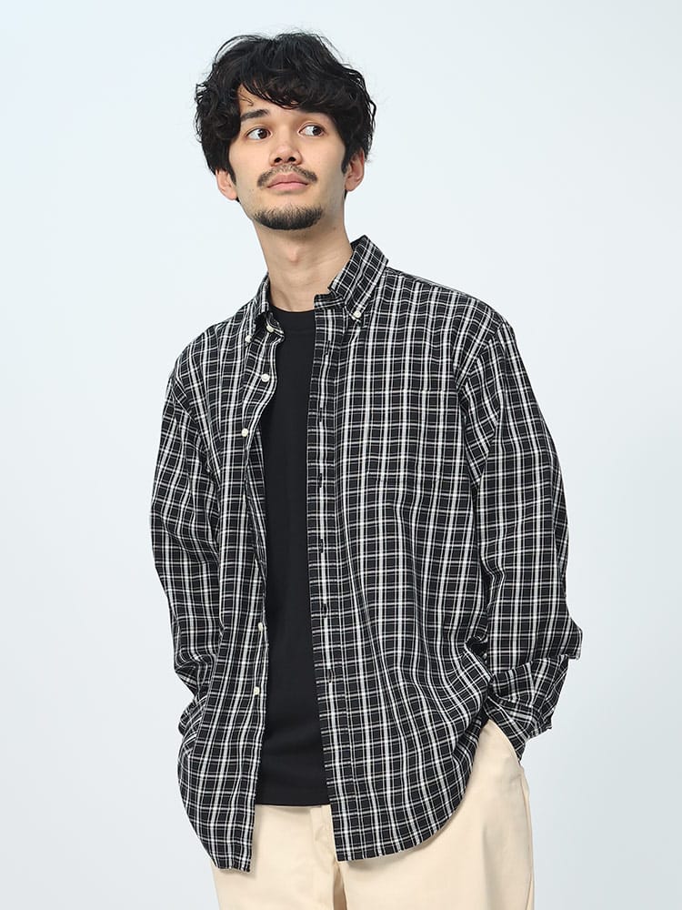 CREW (クルー) ナチュラルストレッチ ツイル ボタンダウン 長袖 シャツ