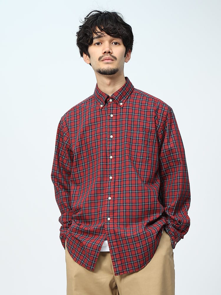 CREW (クルー) ナチュラルストレッチ ツイル ボタンダウン 長袖 シャツ