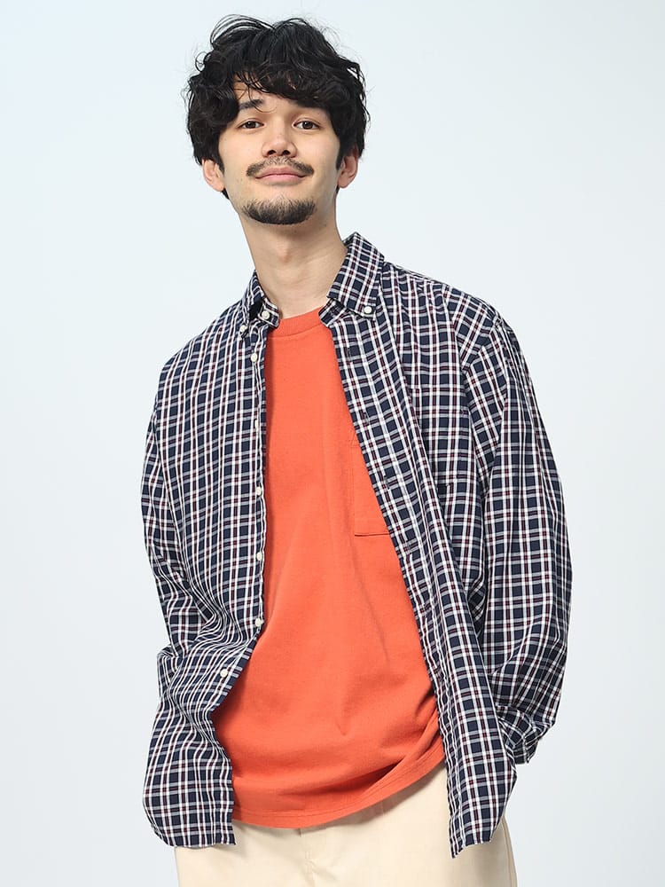 CREW (クルー) ナチュラルストレッチ ツイル ボタンダウン 長袖 シャツ