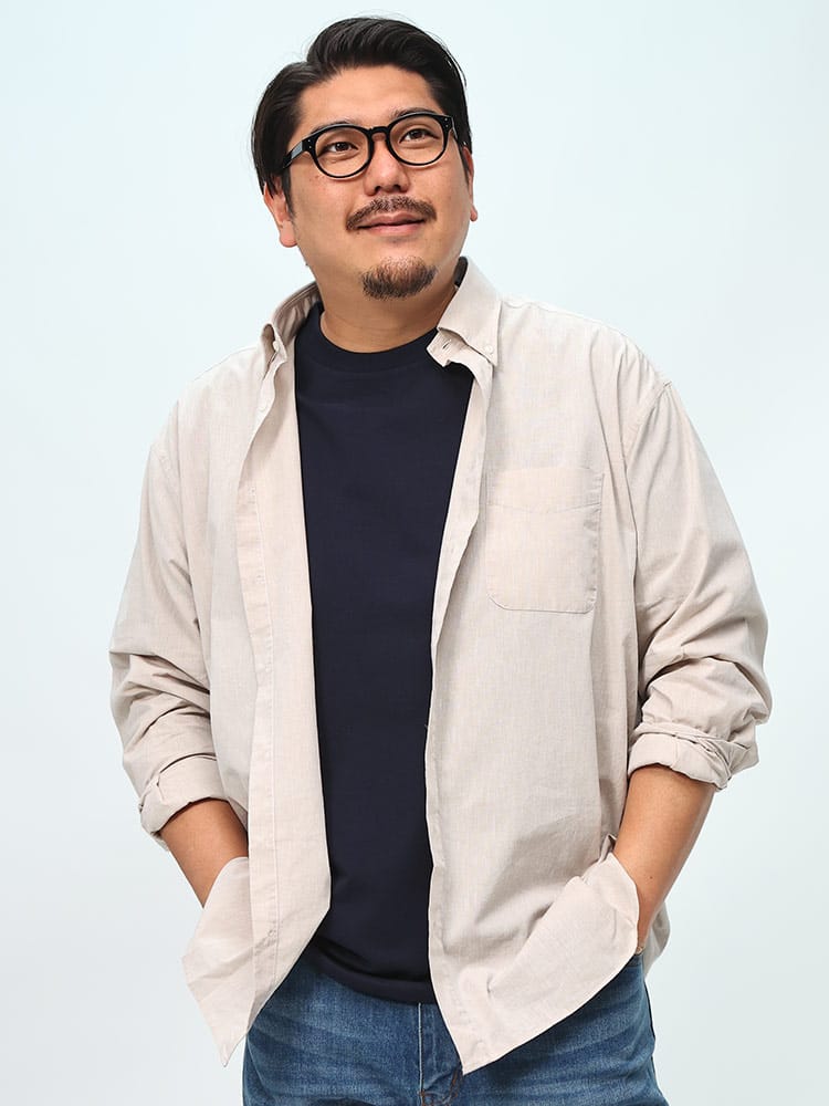 B＆T CLUB (ビーアンドティークラブ) COOLMAX 麻混 ポケット付き ボタンダウン 長袖 シャツ