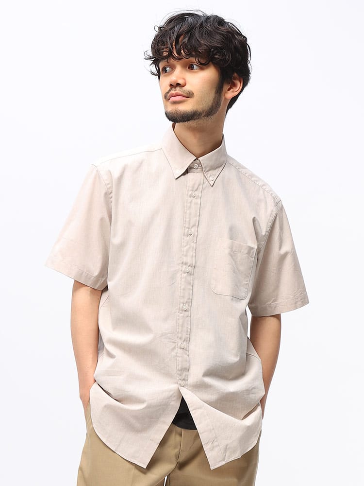 CREW (クルー) COOLMAX リネン混 ボタンダウン 半袖 シャツ DTCW16