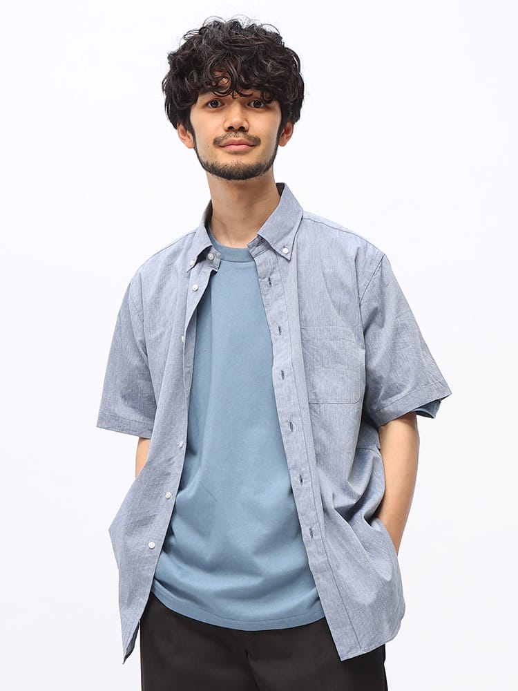 CREW (クルー) COOLMAX リネン混 ボタンダウン 半袖 シャツ DTCW16