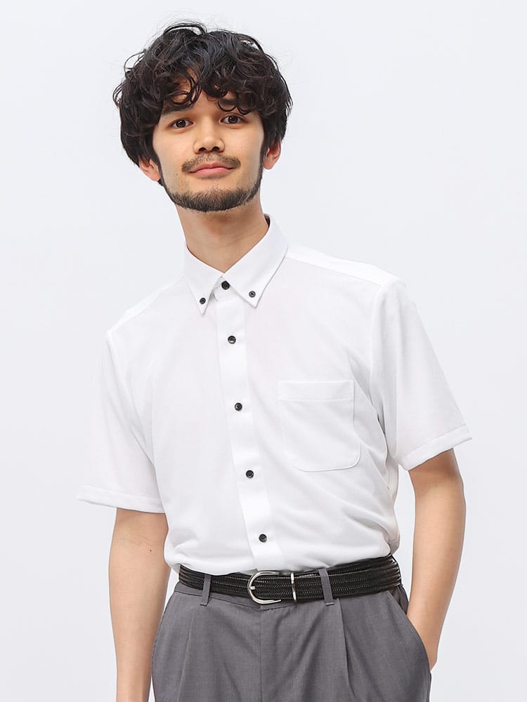 FLEX SHIRTS (フレックスシャツ) 吸汗速乾 鹿の子 無地 ボタンダウン 半袖 ポロシャツ DXFS89A