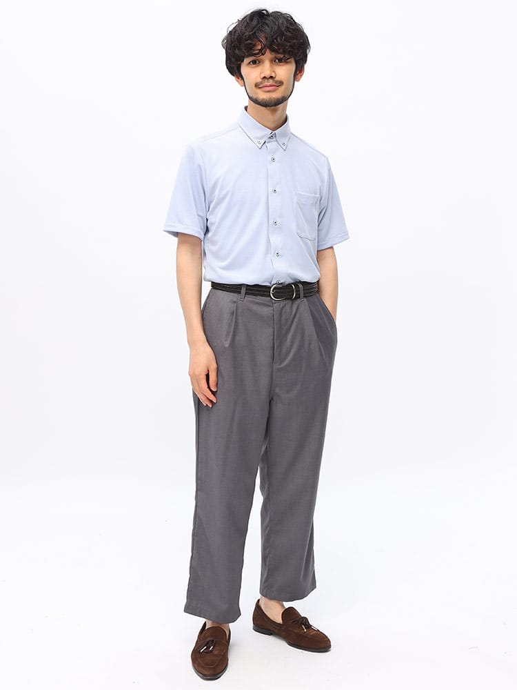 FLEX SHIRTS (フレックスシャツ) 吸汗速乾 鹿の子 無地 ボタンダウン 半袖 ポロシャツ DXFS89A