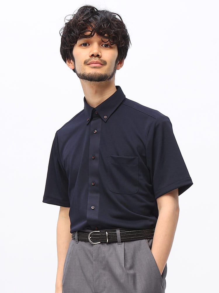 FLEX SHIRTS (フレックスシャツ) 吸汗速乾 鹿の子 無地 ボタンダウン 半袖 ポロシャツ DXFS89A