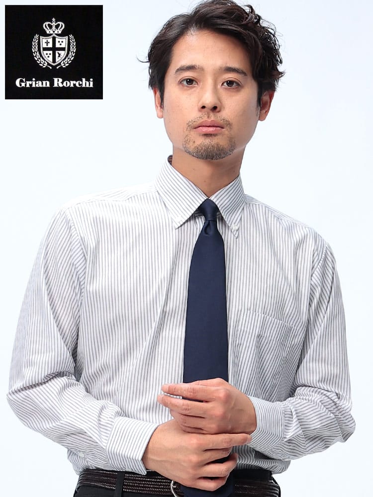 Grian Rorchi グリアンローチ 形態安定 ワイドカラー 長袖 ワイシャツ BASICBODY DAGR52R