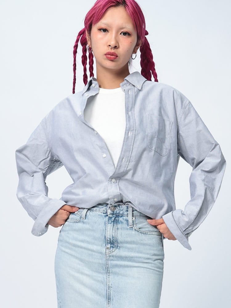 CREW  (クルー) ナチュラルストレッチ ボタンダウン 長袖 オックスシャツ DOCW16