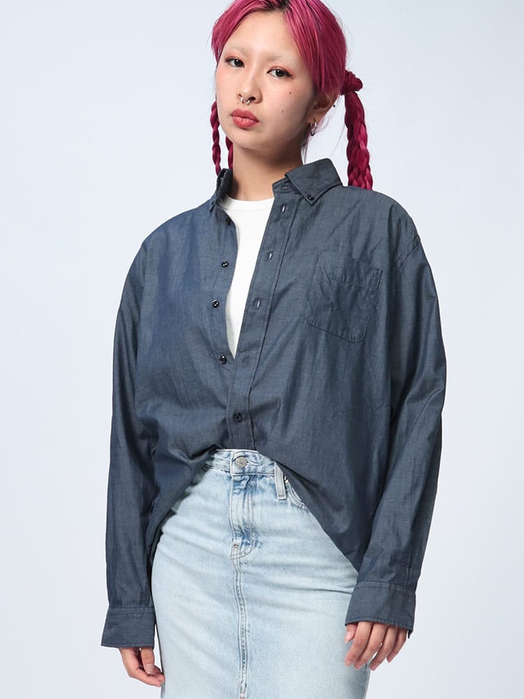 CREW  (クルー) ナチュラルストレッチ ボタンダウン 長袖 オックスシャツ DOCW16