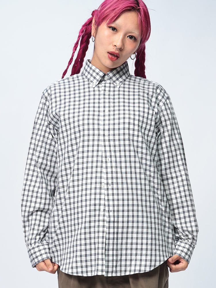 CREW  (クルー) ナチュラルストレッチ ツイル ボタンダウン 長袖 シャツ DOCW18