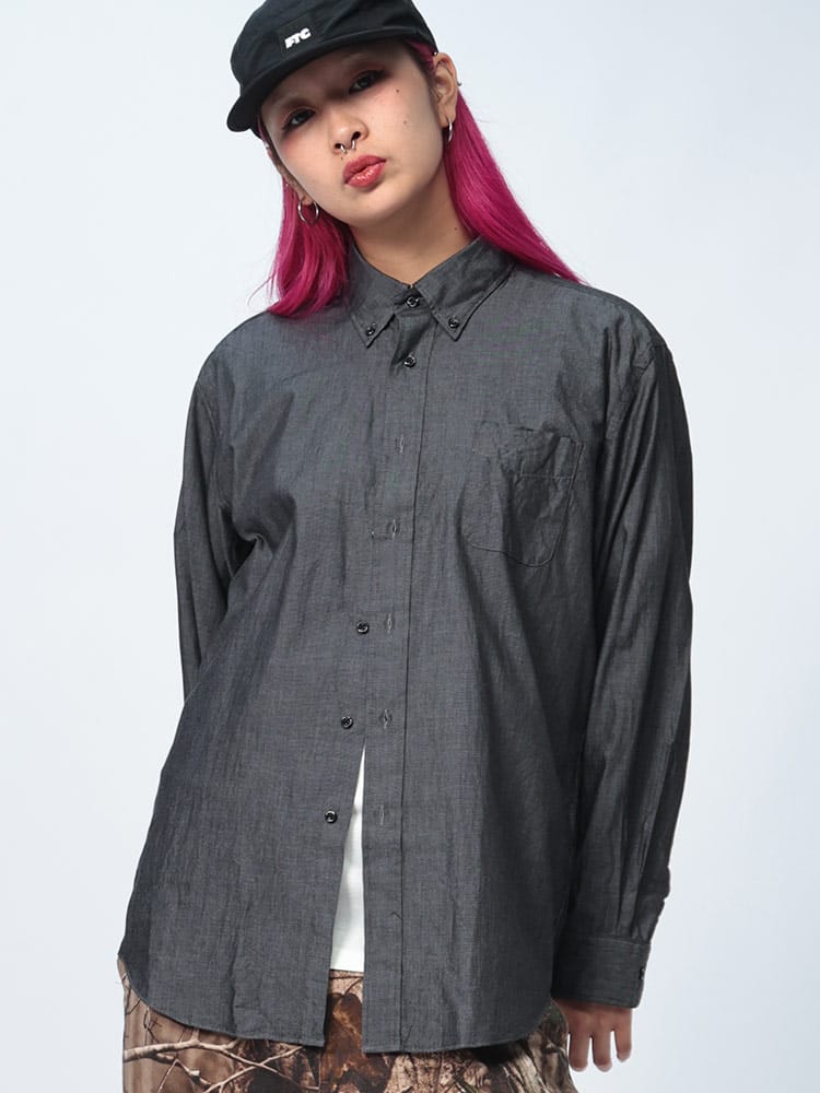 CREW  (クルー) ナチュラルストレッチ ツイル ボタンダウン 長袖 シャツ DOCW18