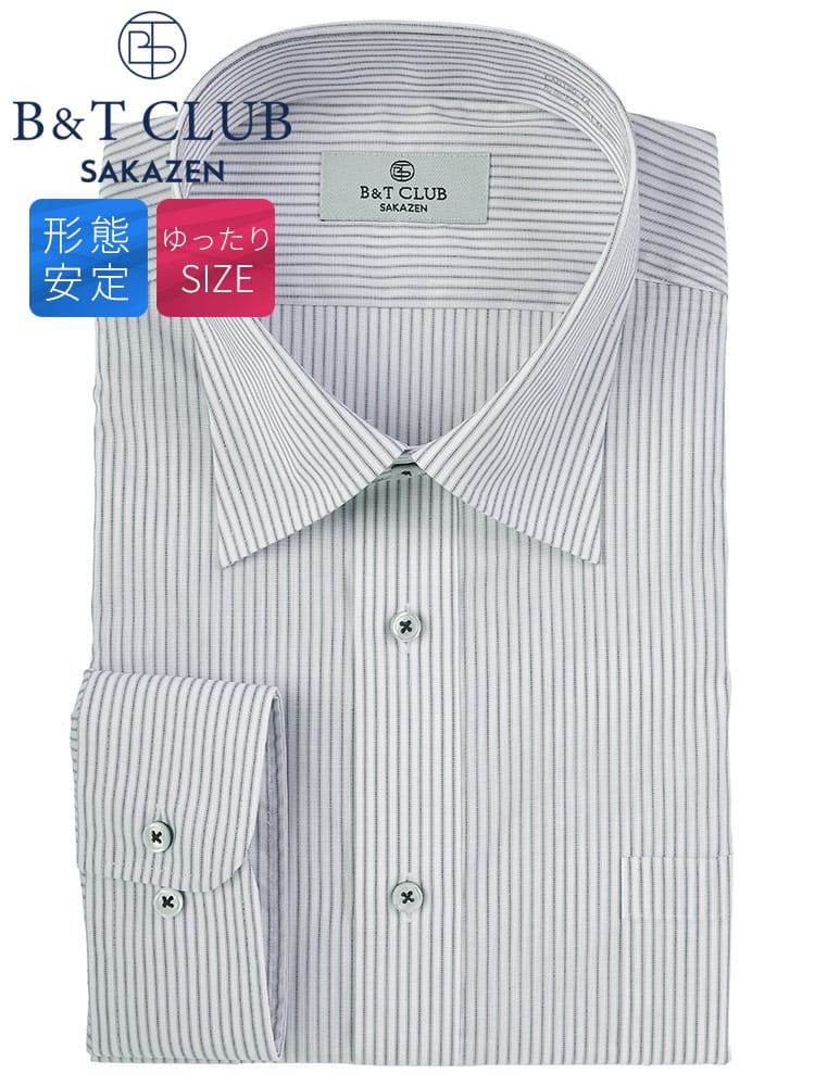 ワイシャツ・ネクタイ3本同時購入1100円引き対象商品 長袖 ワイシャツ 形態安定 ストライプ柄 セミワイドカラー RELAXBODY トップス Yシャツ 柄 オールシーズン ゆったり 大きいサイズ メンズ ビジネス