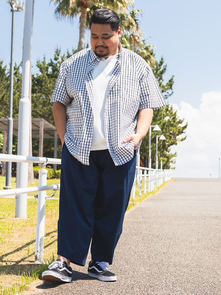 シャツ 半袖 COOLMAX 柄 メンズ 大きいサイズ クールマックス シア