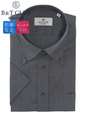 ワイシャツネクタイ3点同時購入で1100円引き対象商品 ワイシャツ 半袖 ボタンダウン メンズ 大きいサイズ ダークカラー 折柄 ビジネスシャツ RELAX BODY B＆T CLUB ビーアンドティークラブ