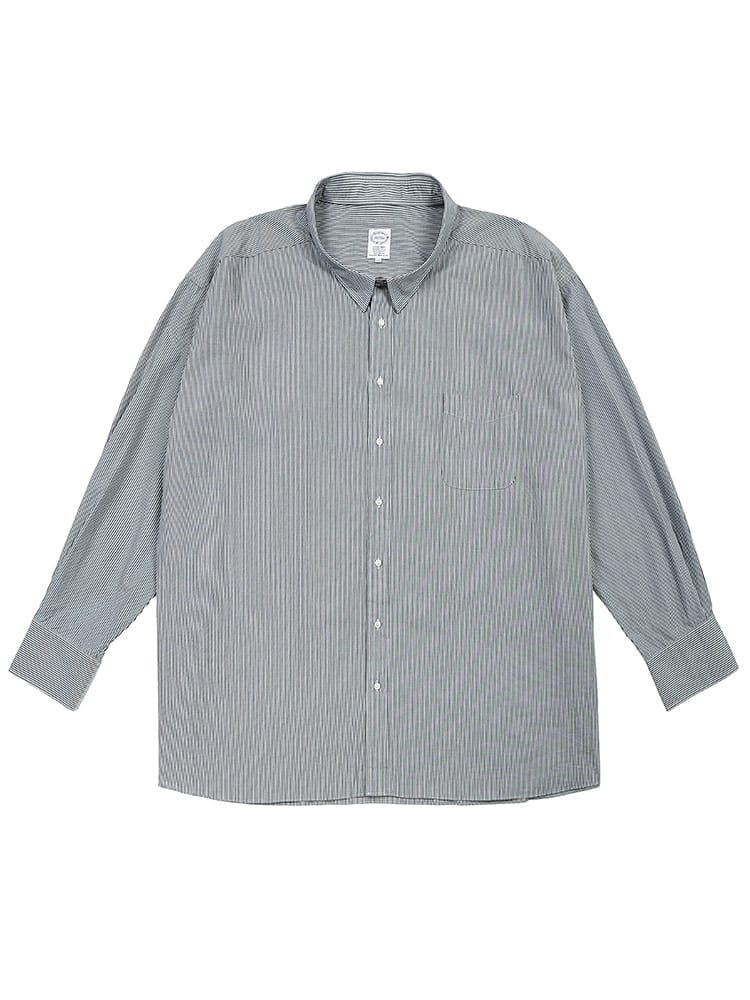 シャツ 長袖 メンズ 大きいサイズ コットン ナチュラルストレッチ 50sブロードシャツ トップス シャツ 柄シャツ 伸びる チェック ストライプ カジュアル