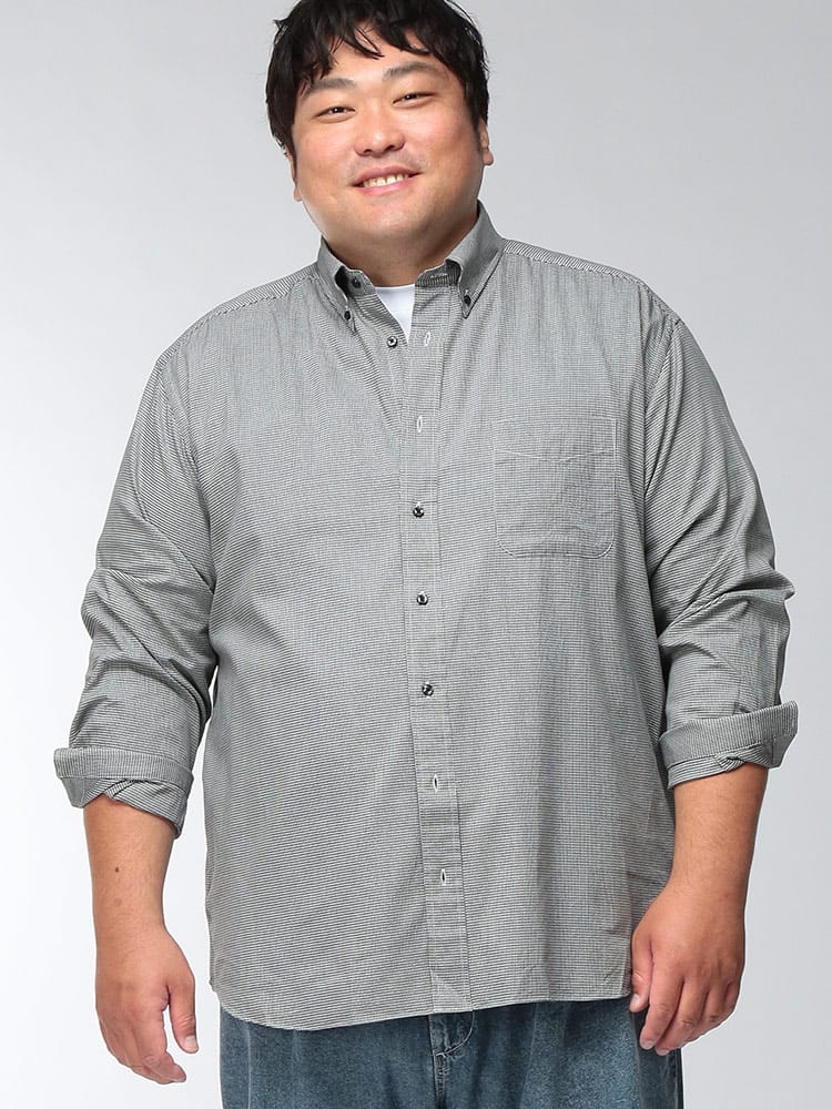 シャツ 長袖 メンズ 大きいサイズ ボタンダウン ツイルシャツ トップス 柄シャツ 無地
