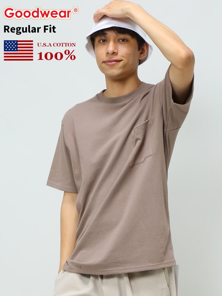 グッドウェア Tシャツ GOODWEAR USA ポケT USAコットン ポケット付き 無地 半袖 Tシャツ REGULARサイズ 2W72500 WEB限定