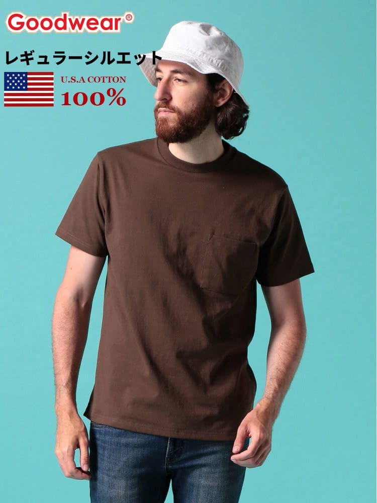 グッドウェア Tシャツ GOODWEAR USA ポケT USAコットン ポケット付き 無地 半袖 Tシャツ REGULARサイズ 2W72500 WEB限定