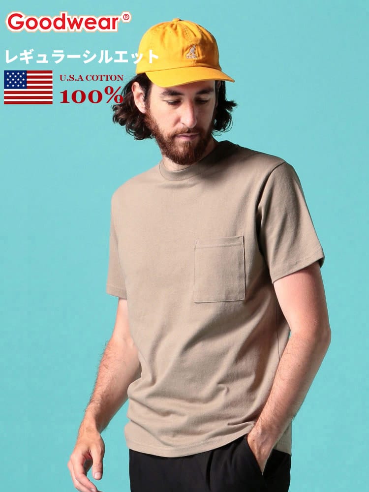 グッドウェア Tシャツ GOODWEAR USA ポケT USAコットン ポケット付き 無地 半袖 Tシャツ REGULARサイズ 2W72500 WEB限定