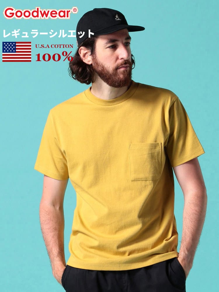 グッドウェア Tシャツ GOODWEAR USA ポケT USAコットン ポケット付き 無地 半袖 Tシャツ REGULARサイズ 2W72500 WEB限定