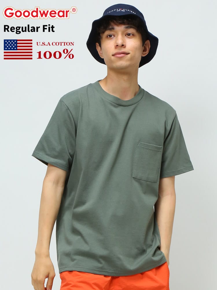 グッドウェア Tシャツ GOODWEAR USA ポケT USAコットン ポケット付き 無地 半袖 Tシャツ REGULARサイズ 2W72500 WEB限定