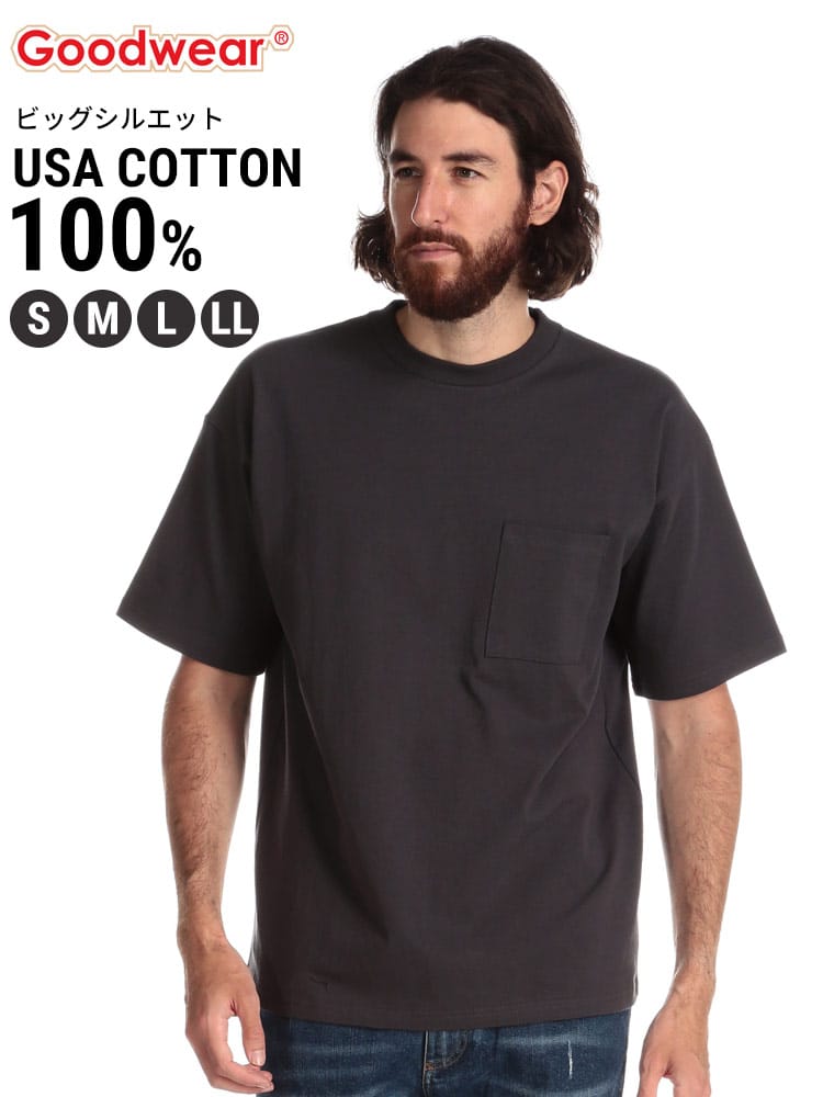 グッドウェア Tシャツ GOODWEAR USA ポケT USAコットン ポケット付き 無地 半袖 Tシャツ BIGサイズ 2W73505 WEB限定