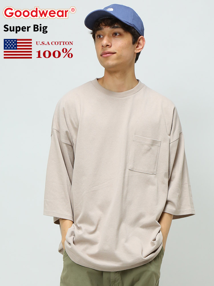 グッドウェア Tシャツ GOODWEAR USA ポケT USAコットン ポケット付き 無地 半袖 Tシャツ SUPERBIGサイズ WEB限定