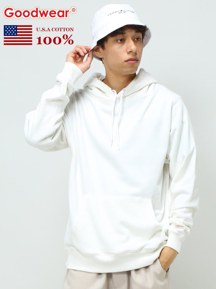 Goodwear (グッドウェア) USAコットン 無地 プルオーバー 長袖 パーカー WEB限定